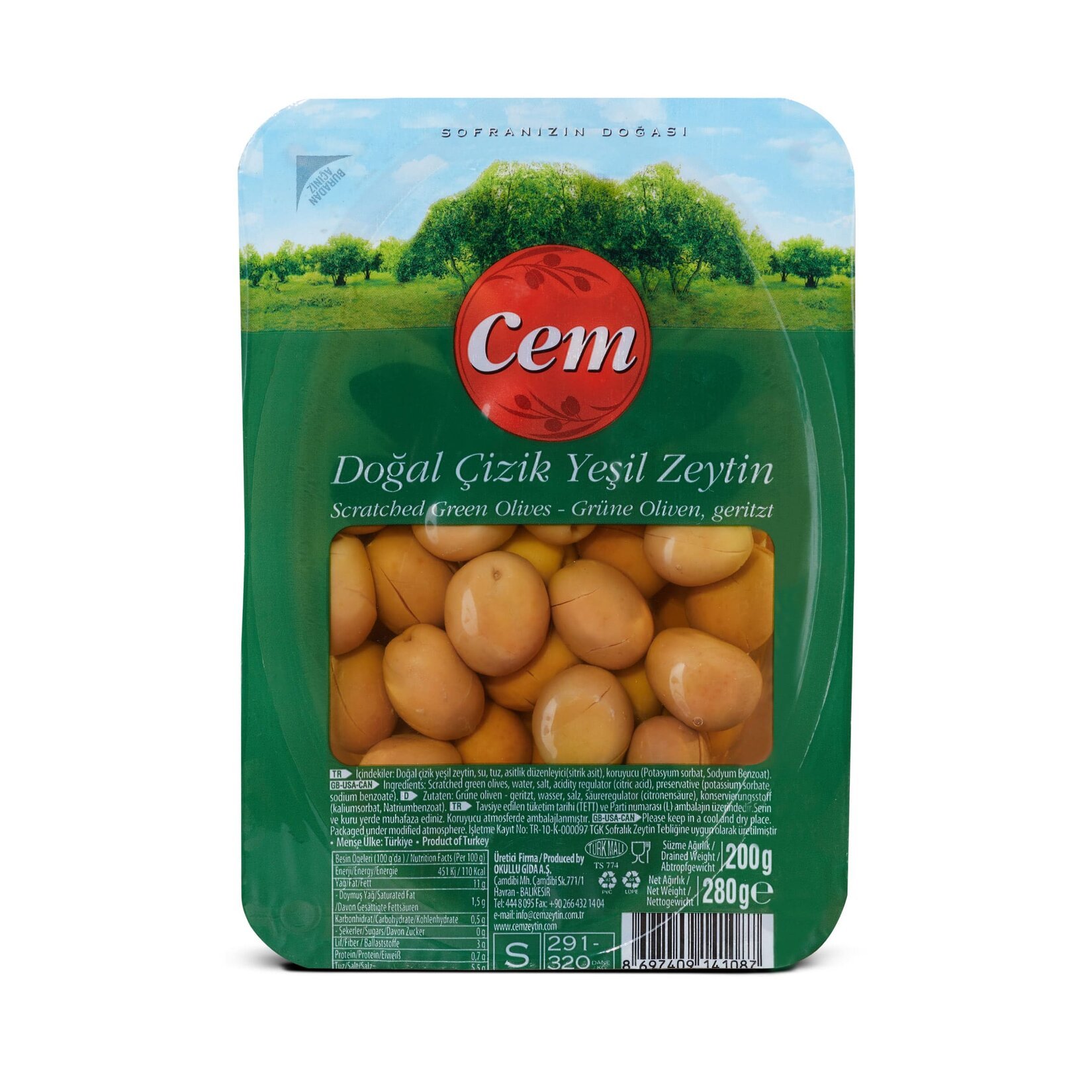 Cem Çizik Yeşil Zeytin 291-320 Vakum 200 Gr