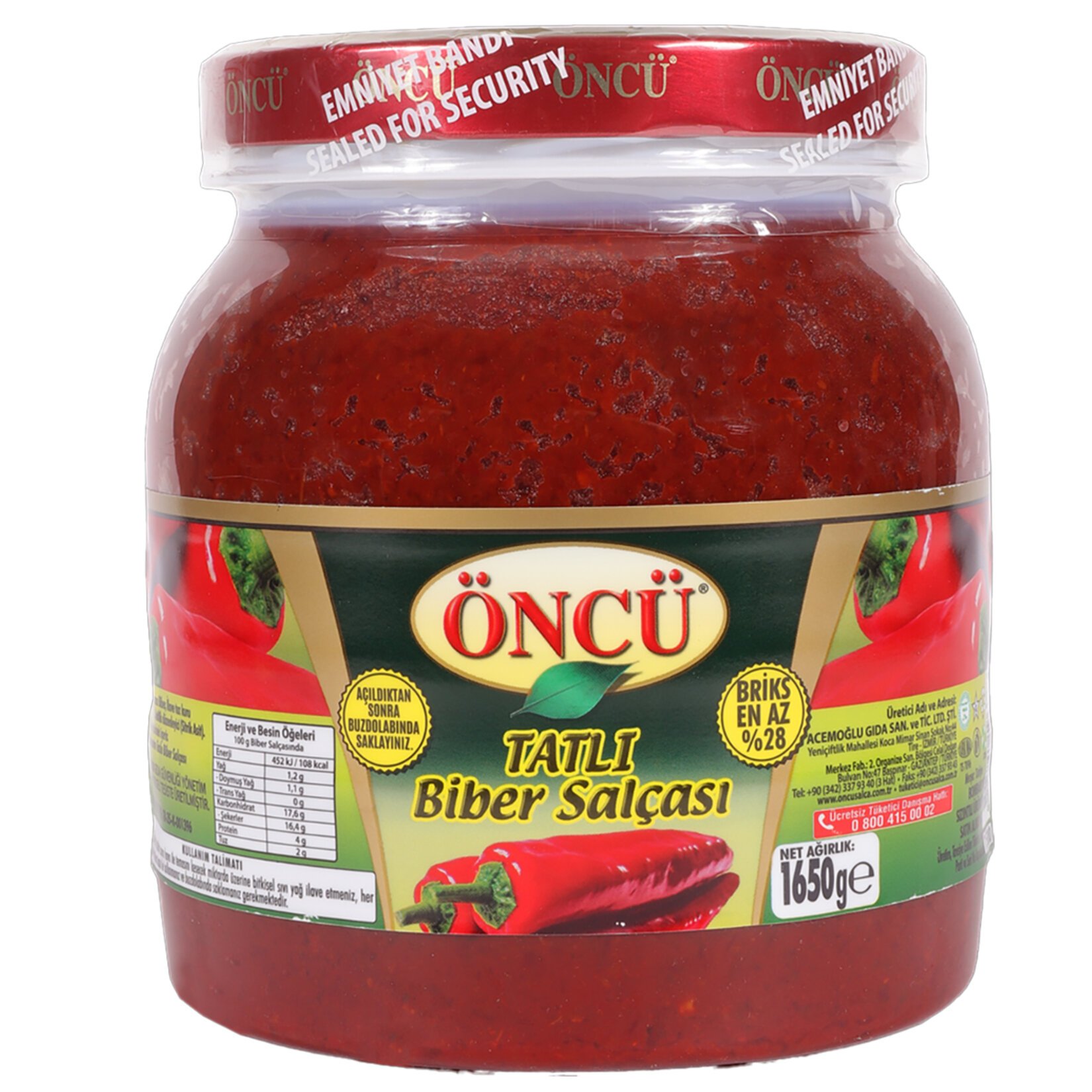 Öncü Biber Salçası Tatlı 1650 Gr