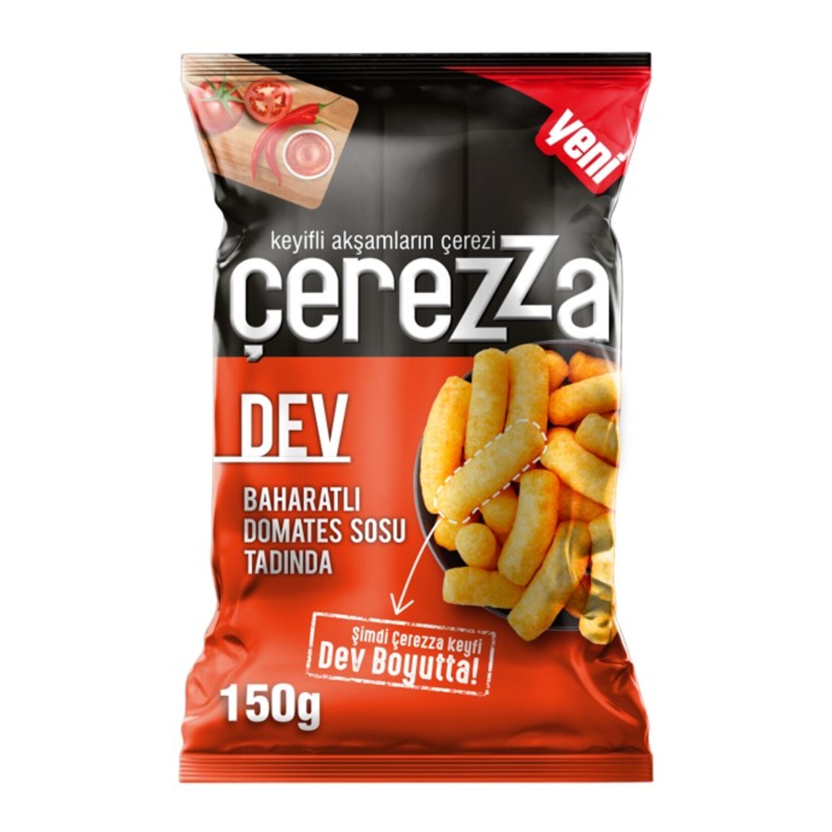 Çerezza Dev Baharatlı Domates Sosu Mısır Cipsi Parti Boy 150 gr