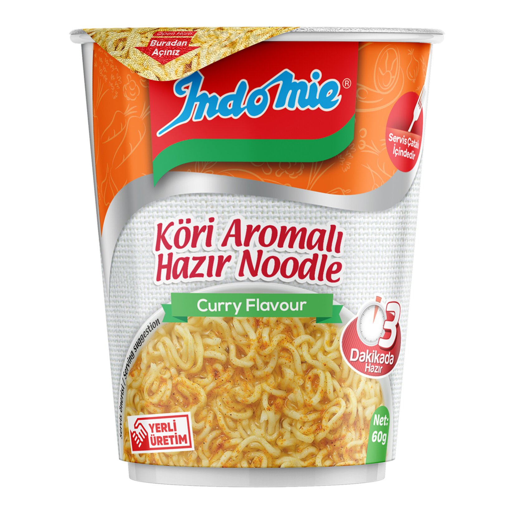 Indomie Köri Çeşnili Noodle (Bardak) 60 Gr