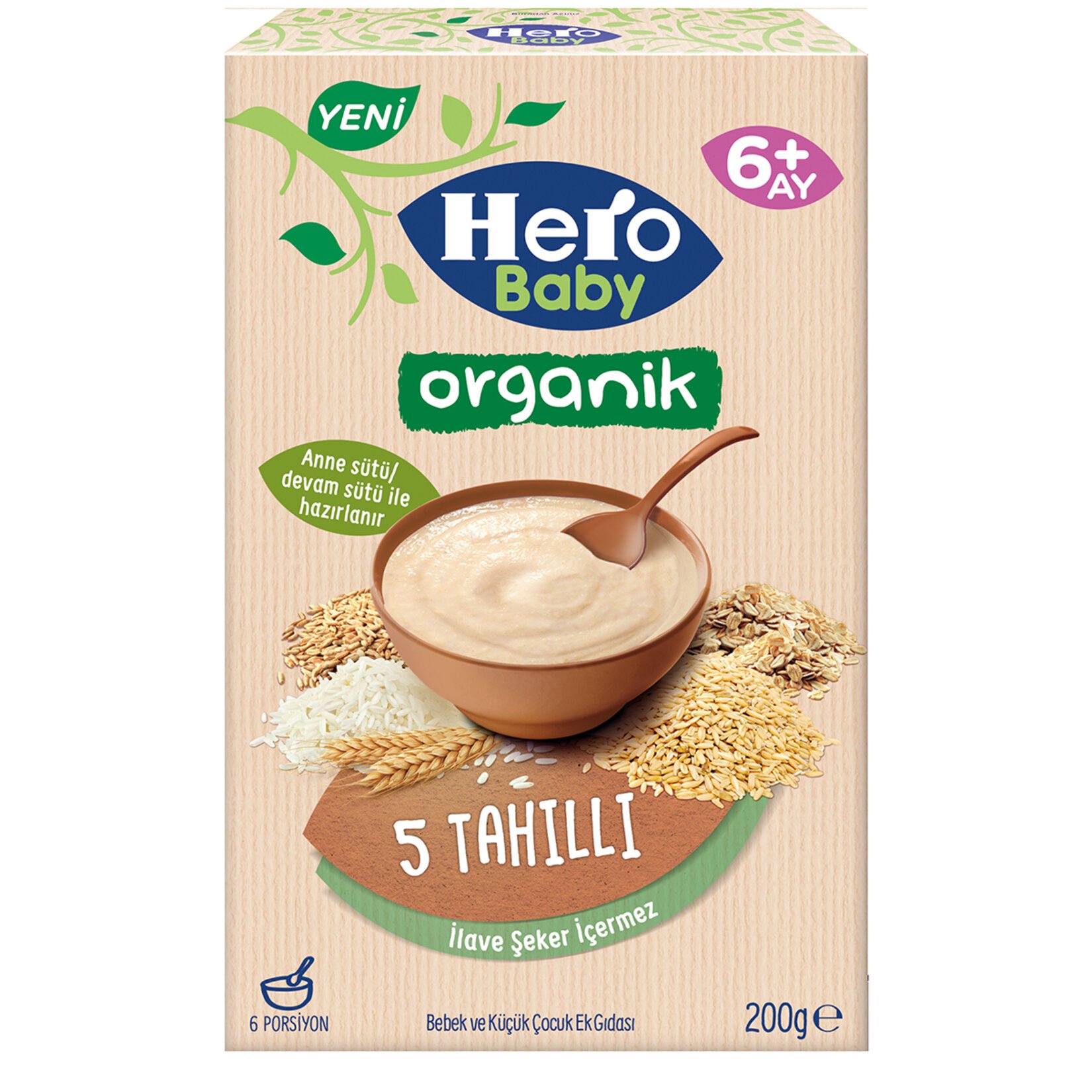 Hero Baby Organik 5 Tahıllı Kaşık Mama 200 Gr