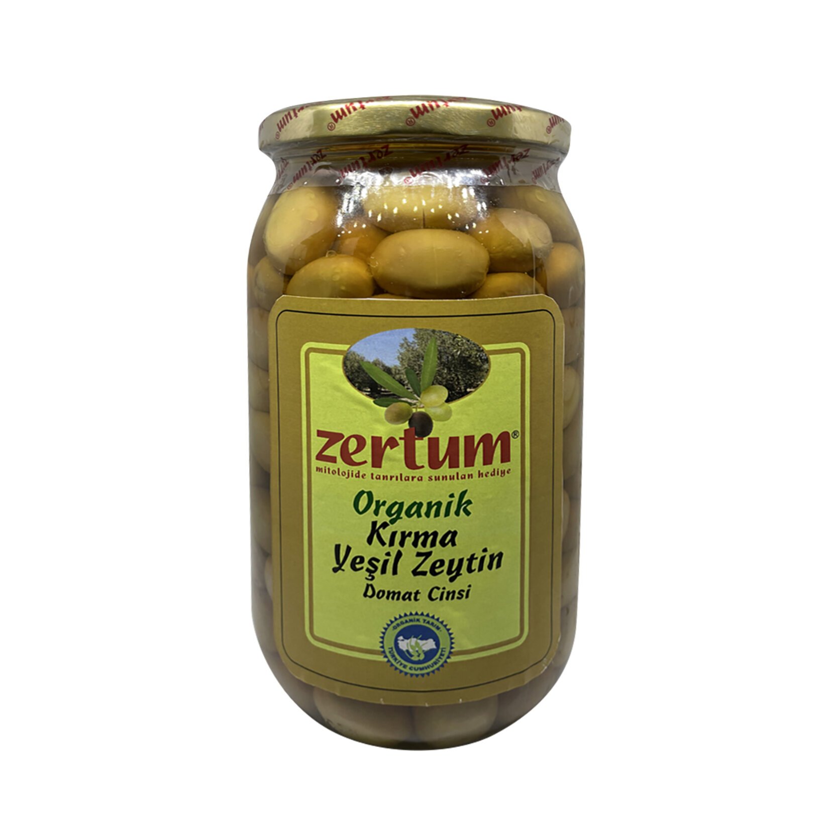 Zertum Organik Domat Kırma Yeşil Zeytin 1050 G