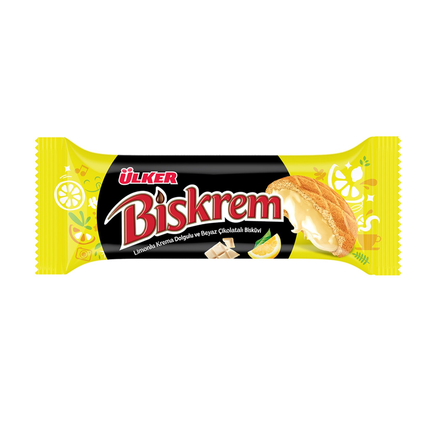 Ülker Biskrem Limon Krema Dolgulu & Beyaz Çikolata Bisküvi 94.5 Gr