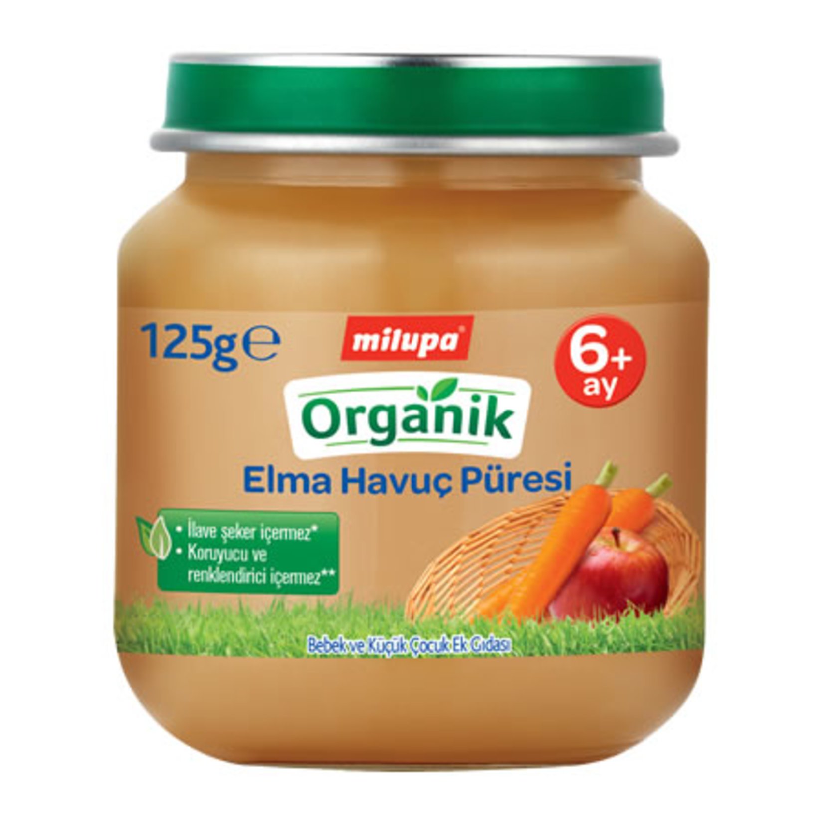 Milupa Organik Elma Havuç Püresi Kavanoz 125 G 6+ Ay