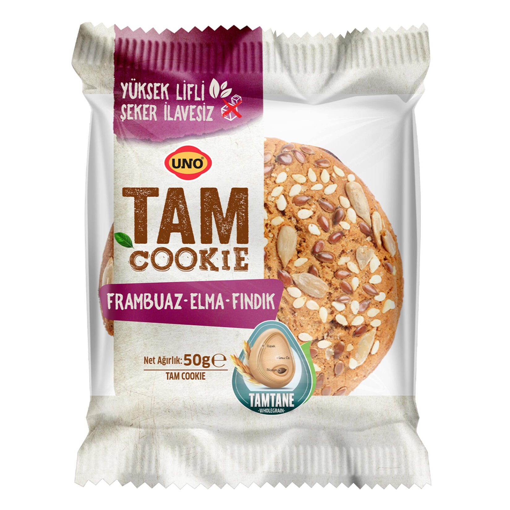 Uno Tam Cookie Frambuaz Elma Fındık 50G