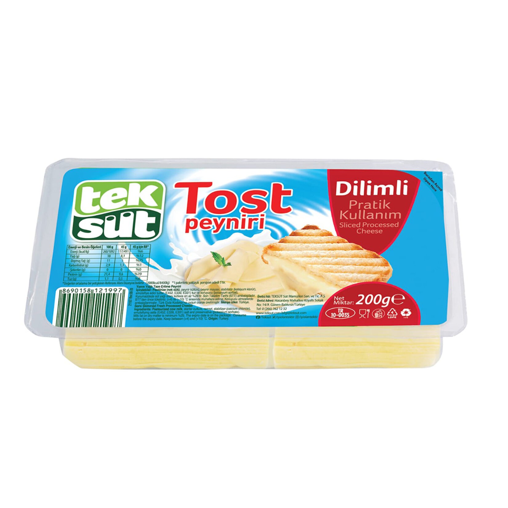 Teksüt Dilimli Tost Peyniri 200 G