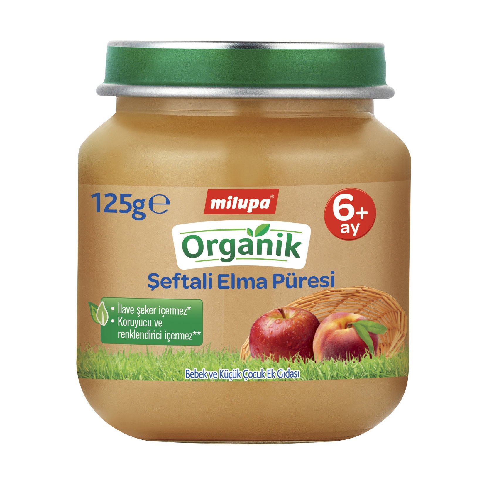 Milupa Organik Şeftali Elma Püresi Kavanoz 125 G 6+ Ay