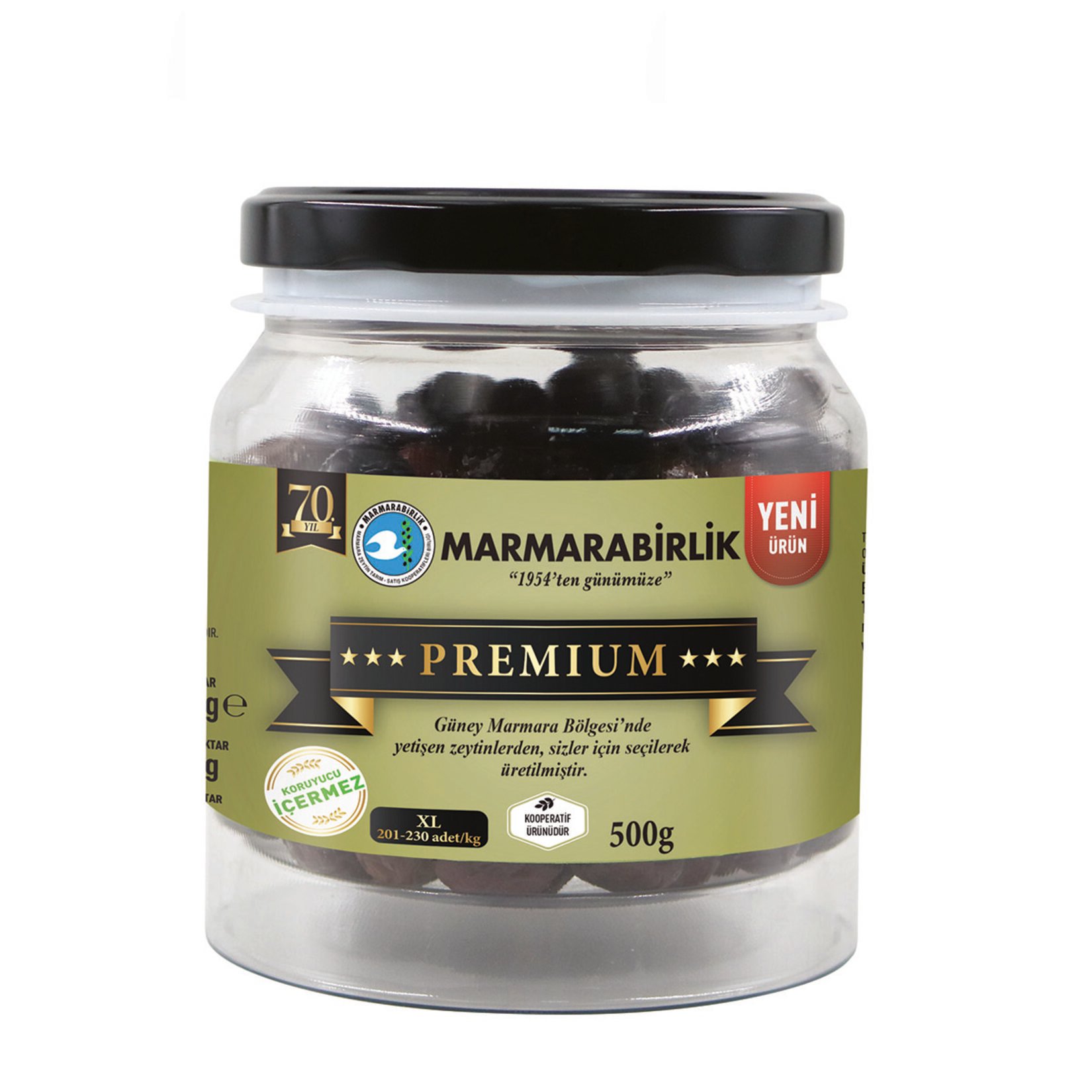 Marmarabirlik Premium Xl 201-230 Yağlı Siyah Zeytin.510 G