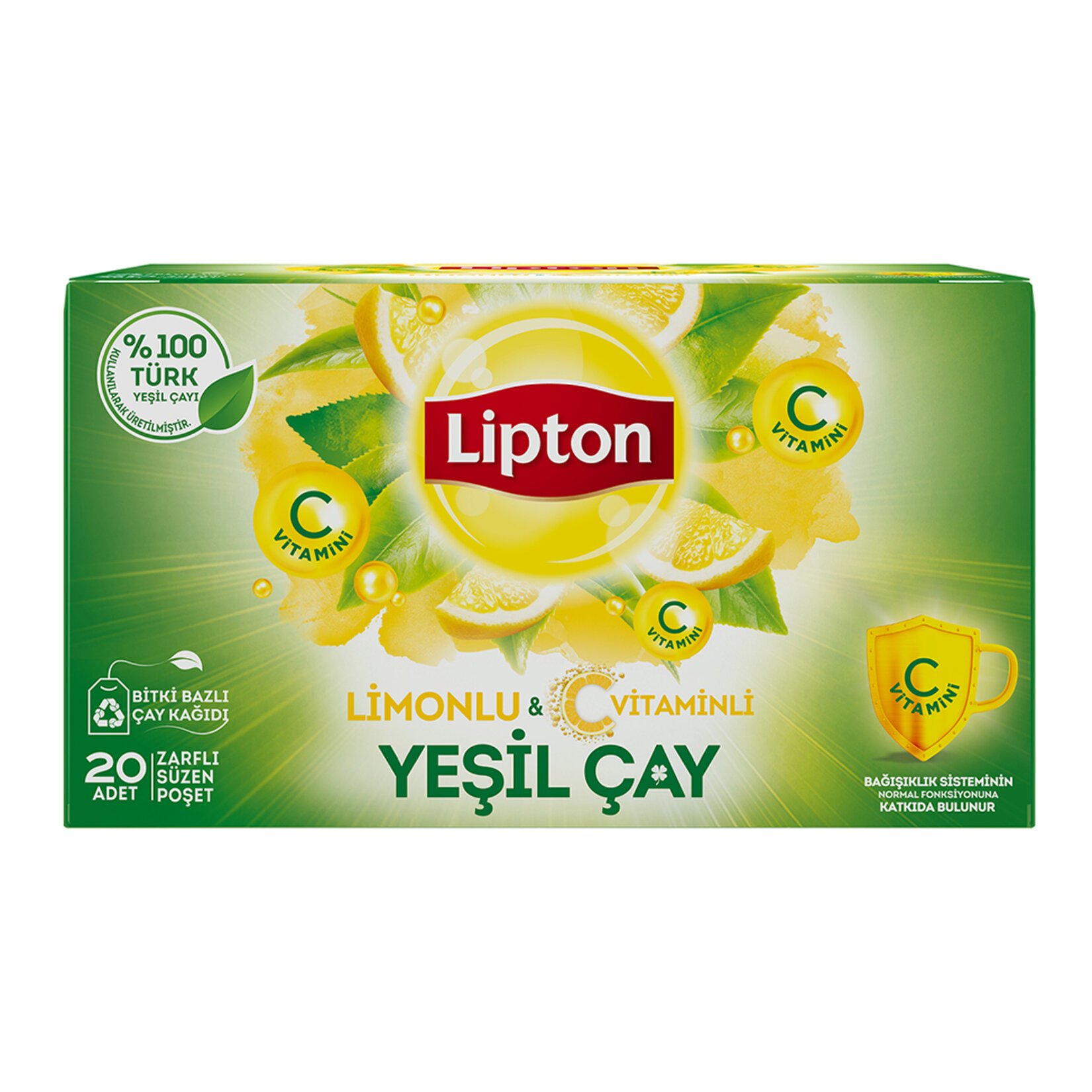 Lipton Limonlu Yeşil Çay Bardak Poşet 20li