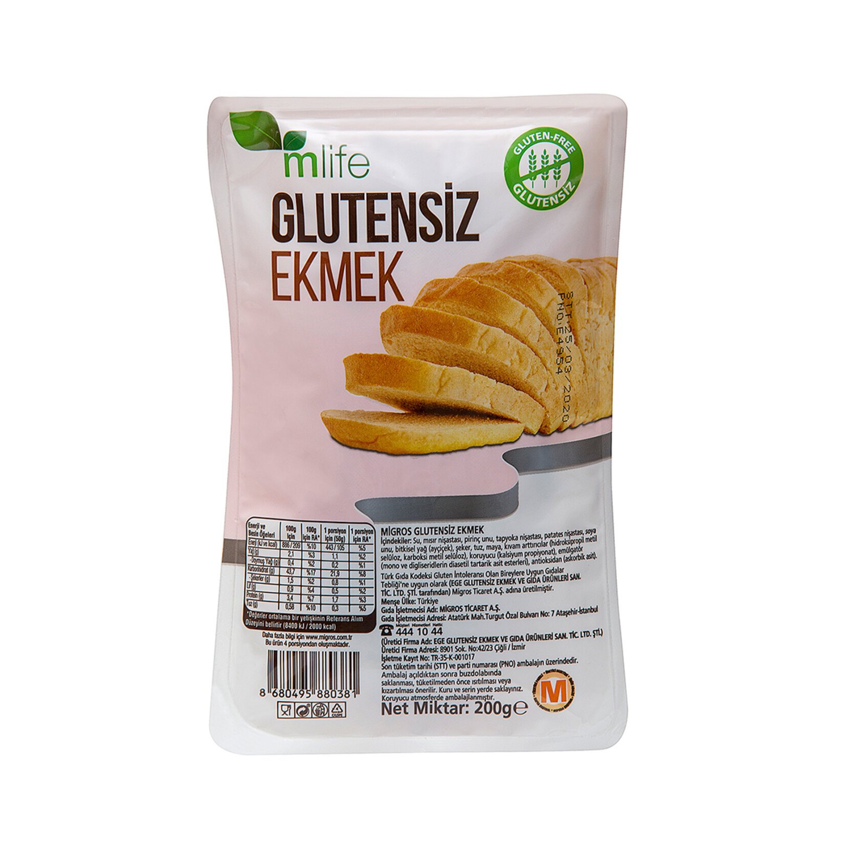 M Life Glutensiz Ekmek 200 Gr