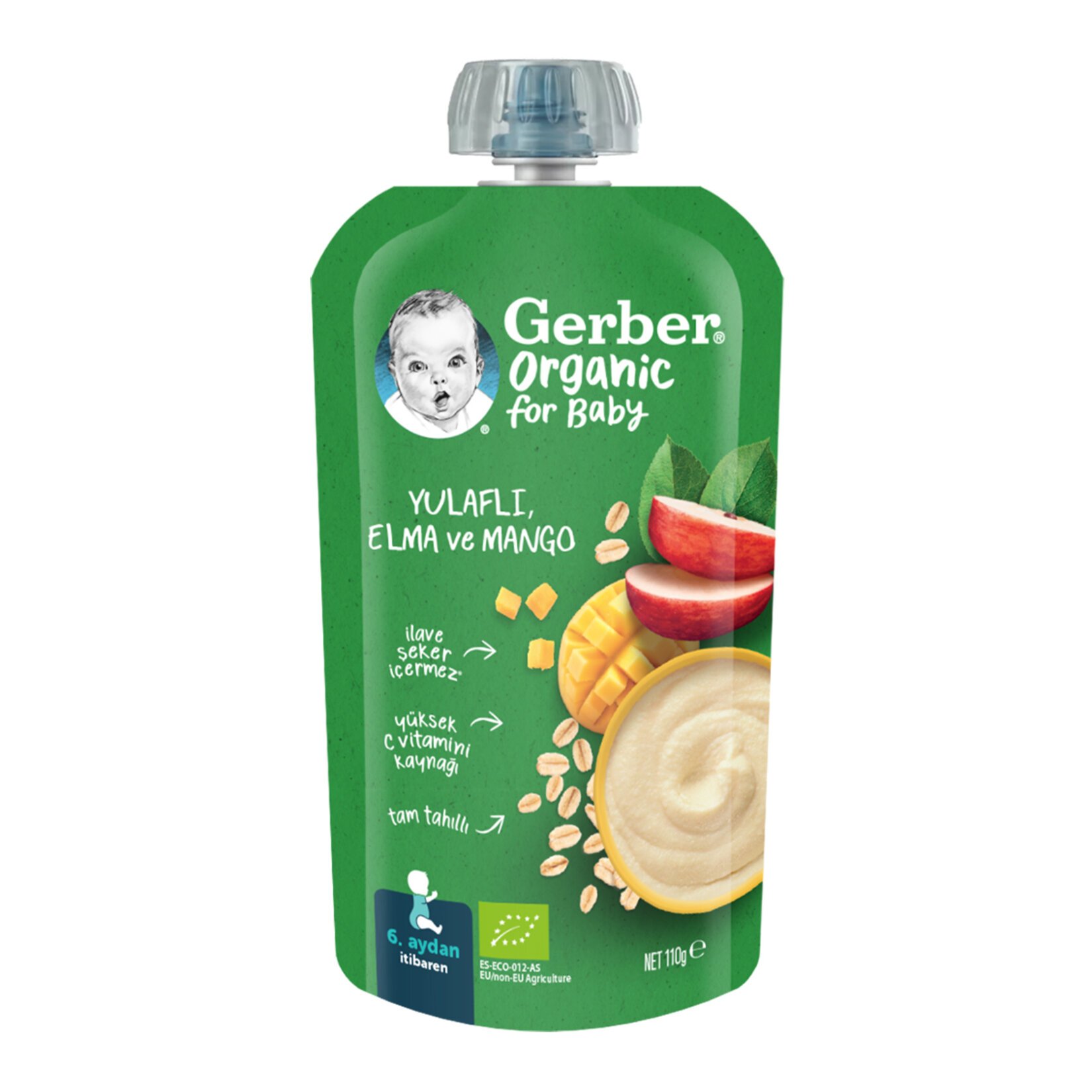 Gerber Organik Yulaflı Elma Mango Püresi 110 G