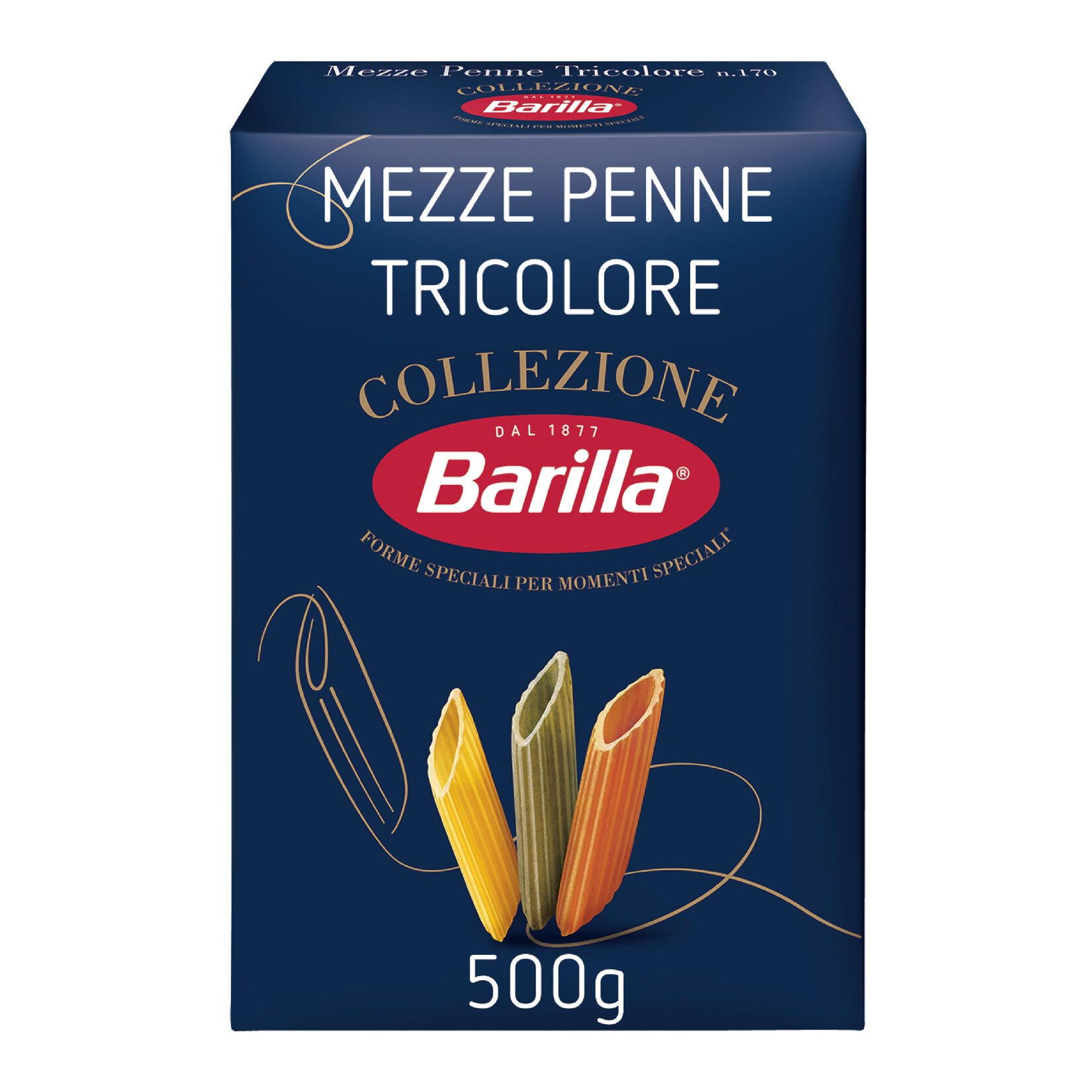 Barilla Mezze Penne Tricolore (Üç Renkli Kalem) Makarna 500 Gr