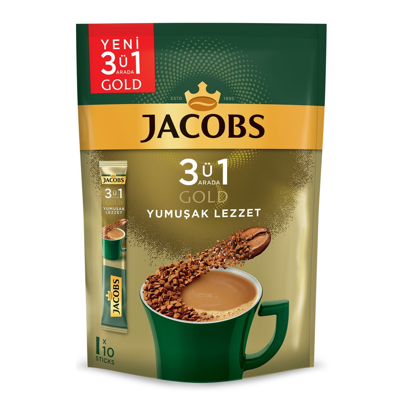 Jacobs Gold 3Ü 1 Arada Yumuşak Lezzet 10 x 18 Gr