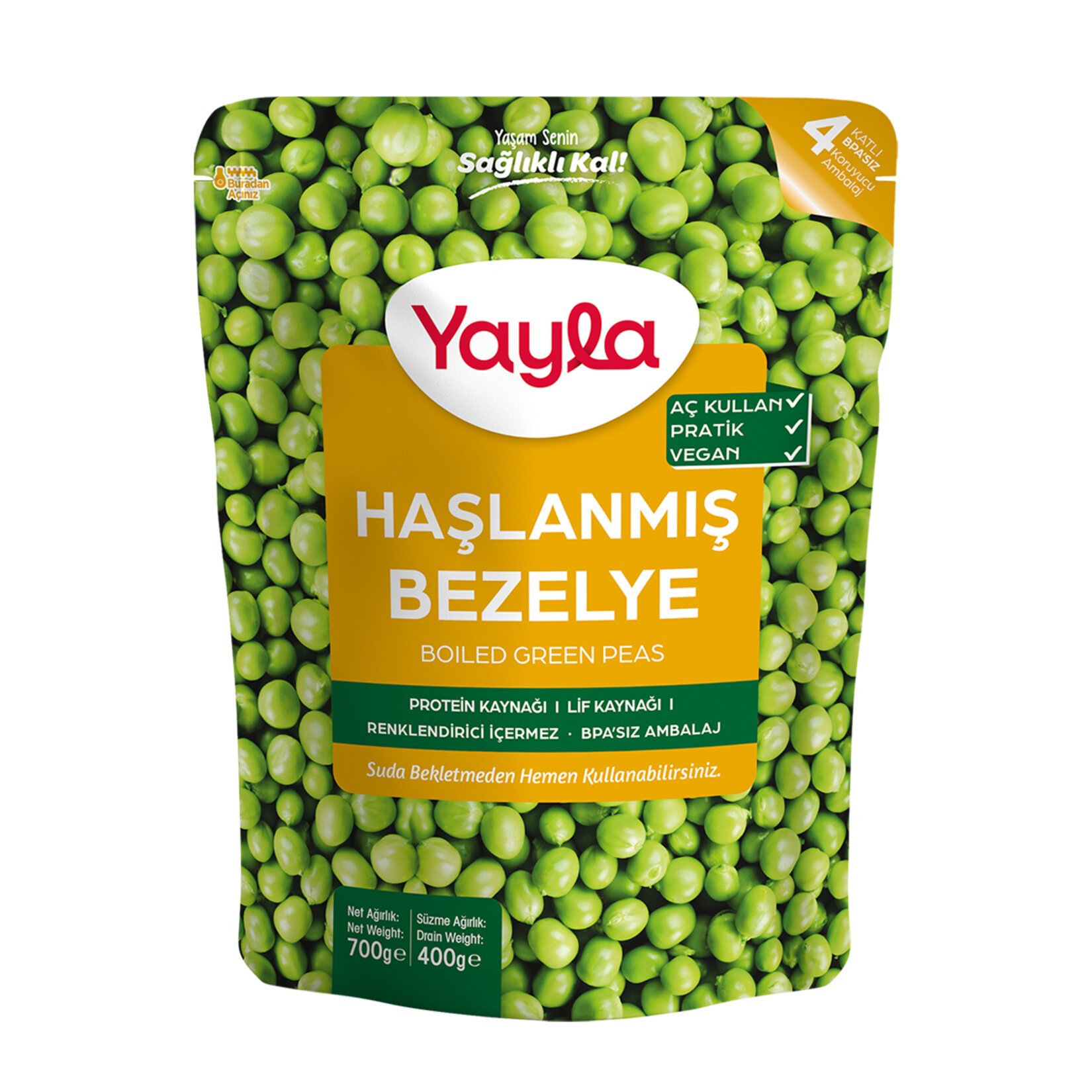 Yayla Haşlanmış Bezelye 700 Gr