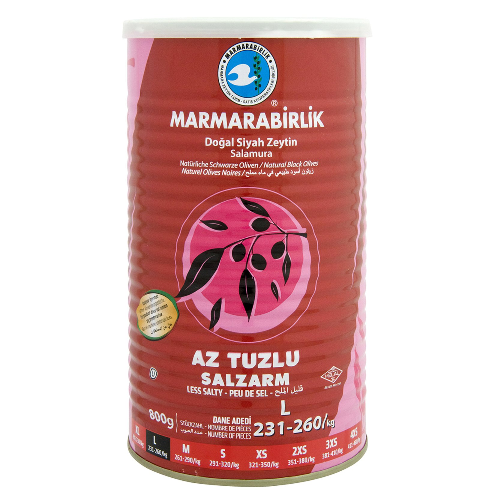 Marmarabirlik Hiper Az Tuzlu Siyah Zeytin 231-260 Ad/Kg 800G