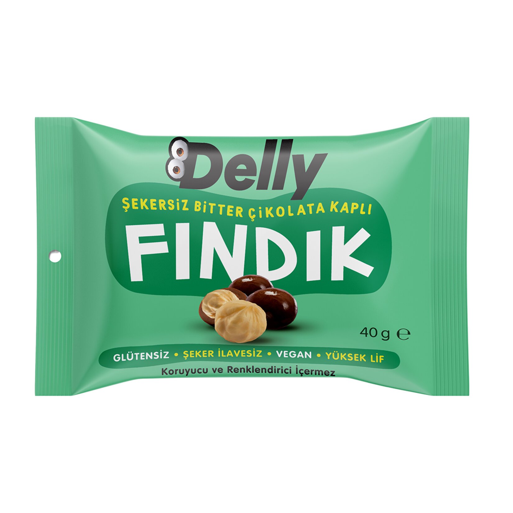 Delly Şekersiz Çikolata Kaplı Fındık 40 Gr