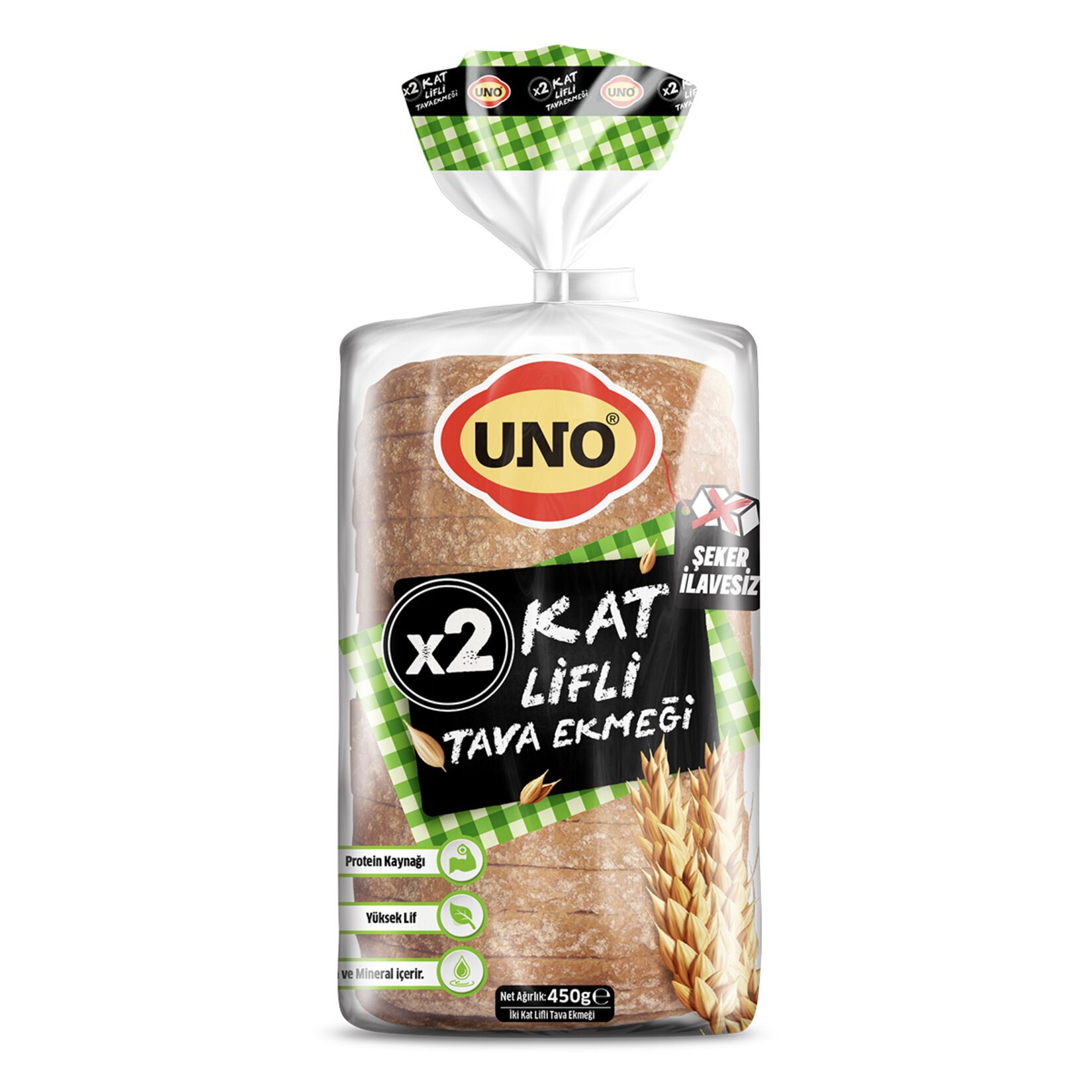 Uno İki Kat Lifli Tava Ekmeği 450 Gr