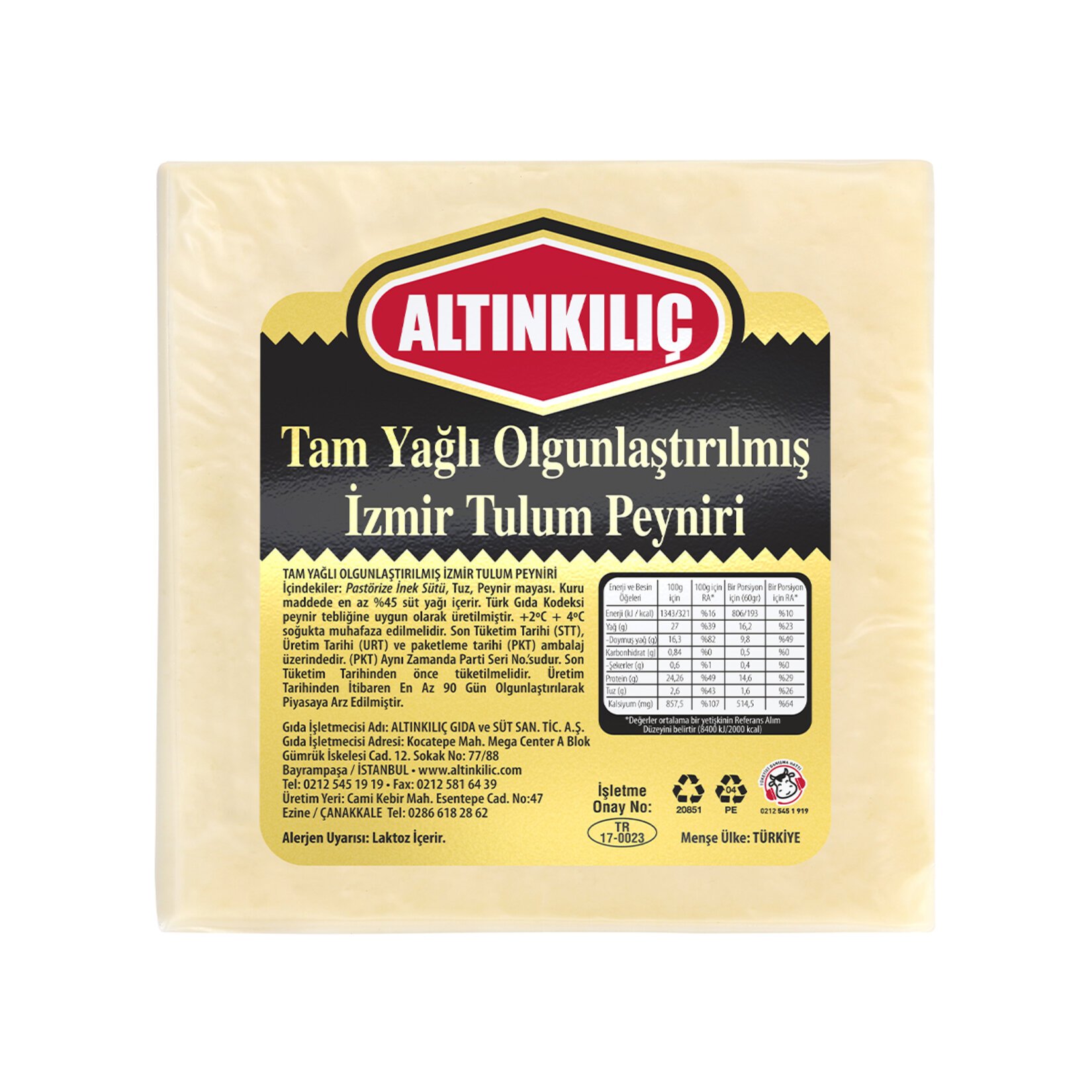 Altınkılıç Tam Yağlı Tulum Peynir 1 Kg