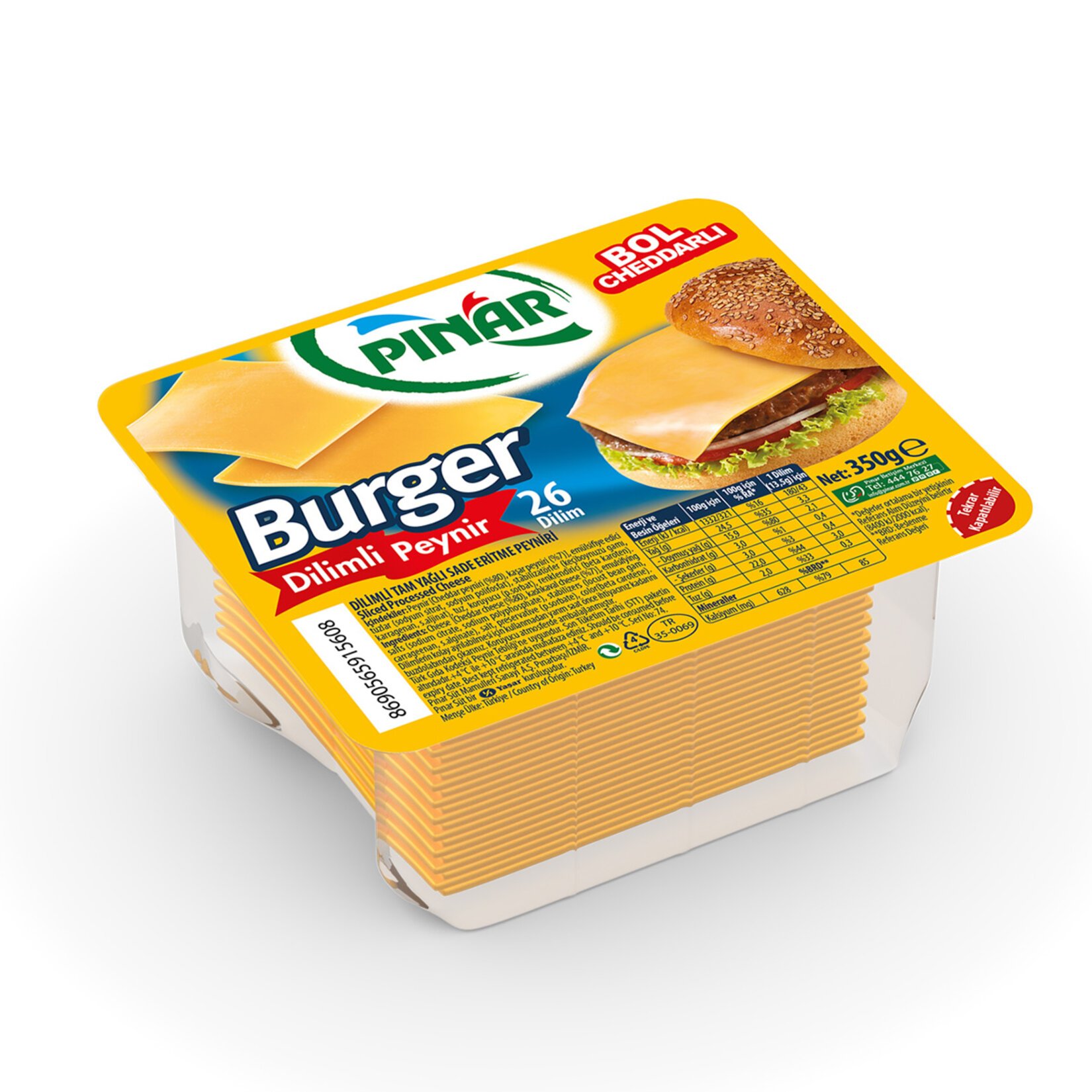 Pınar Burger Dilimli Peynir 350 G