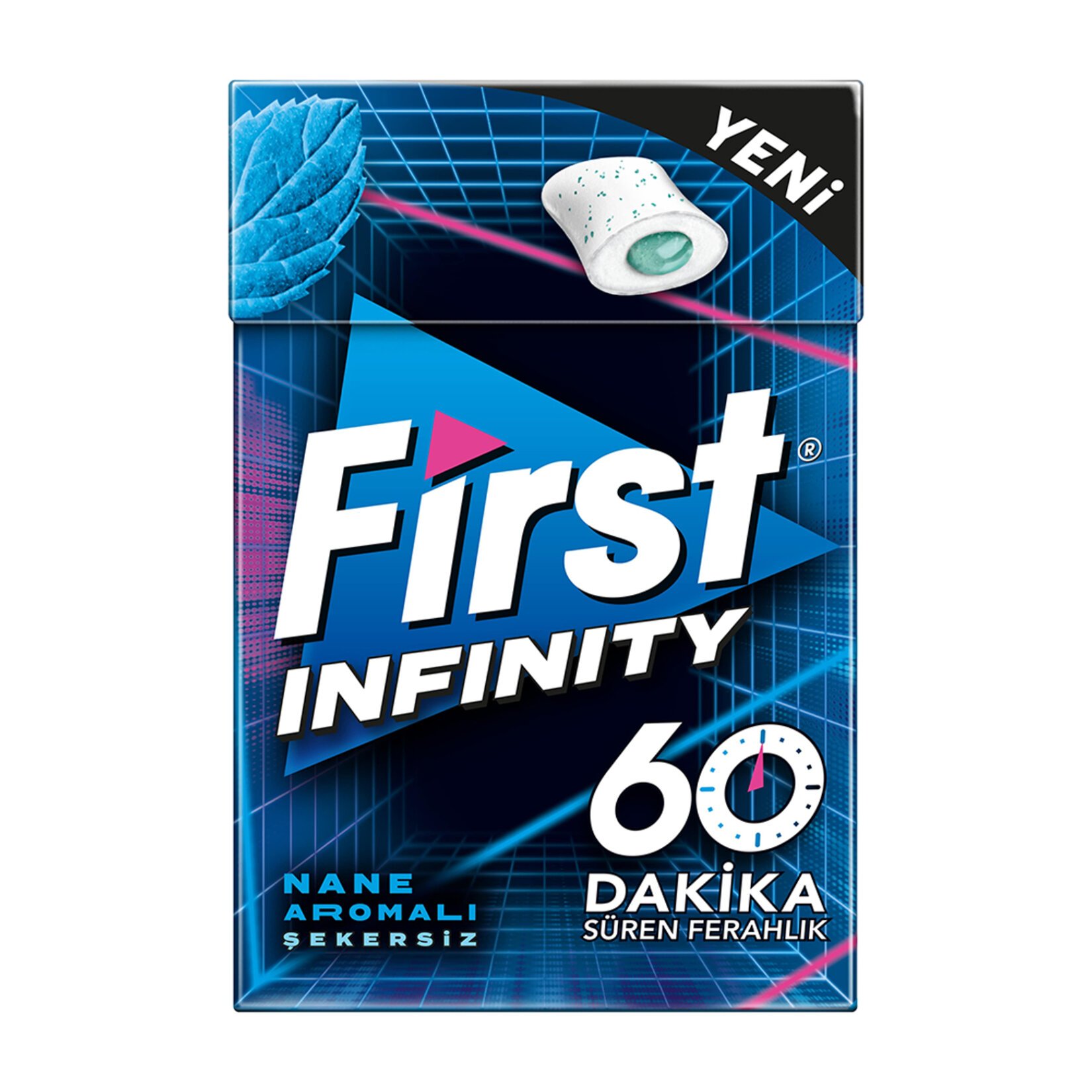 First 60 Dk Infinity Nane Aromalı Şekersiz Dolgulu Draje Sakız 19.5 Gr