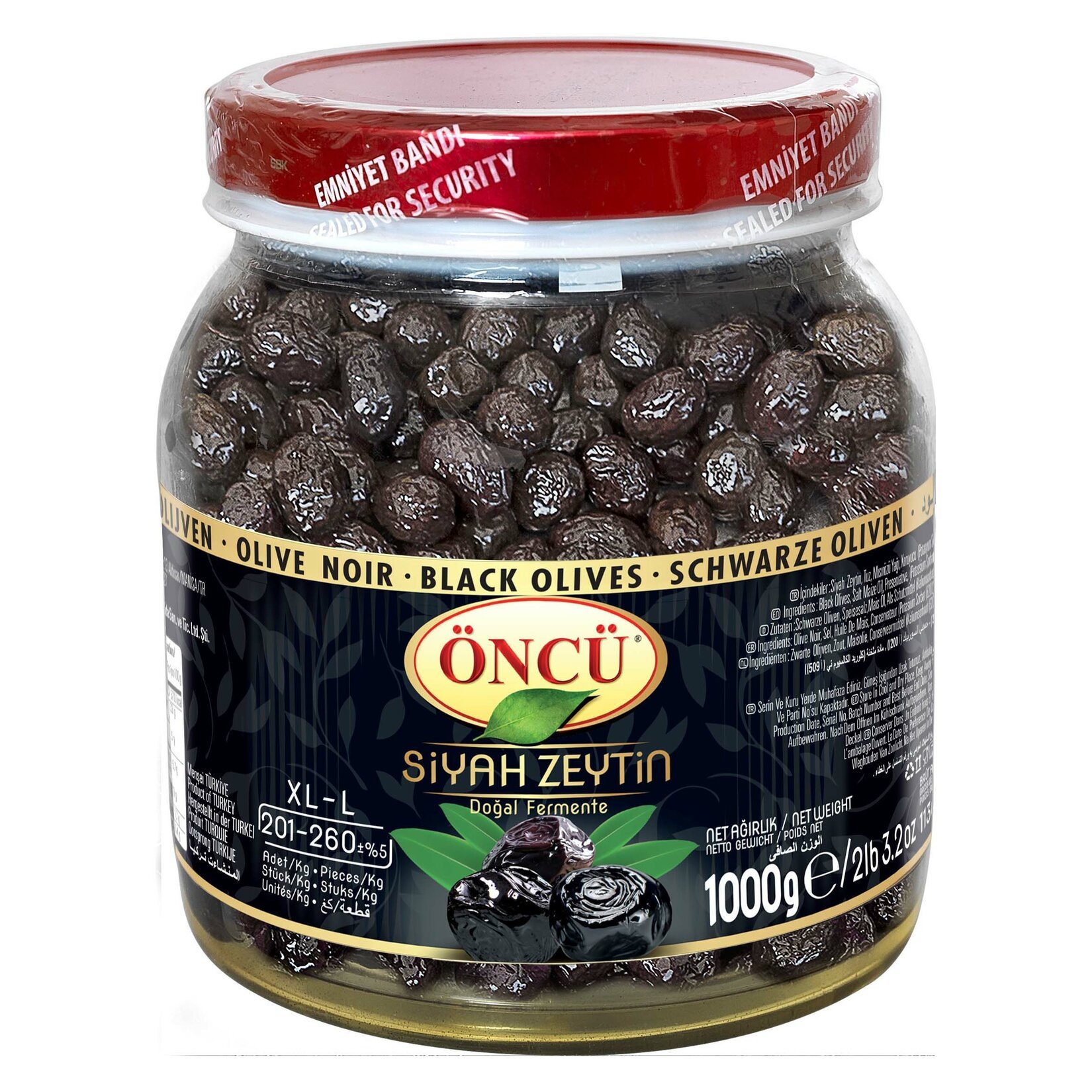 Öncü Doğal Salamura Siyah Zeytin 201-260Ad/Kg 1 Kg