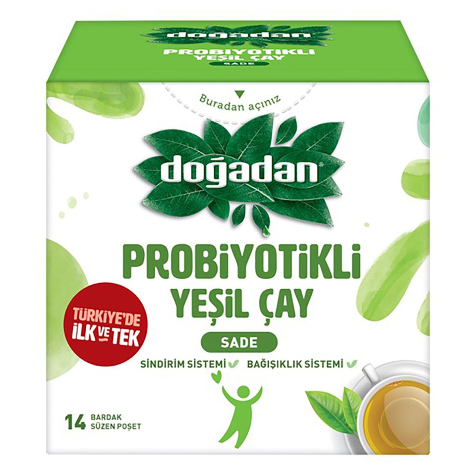 Doğadan Probiyotikli Yeşil Çay Sade 14lü 23,8 Gr