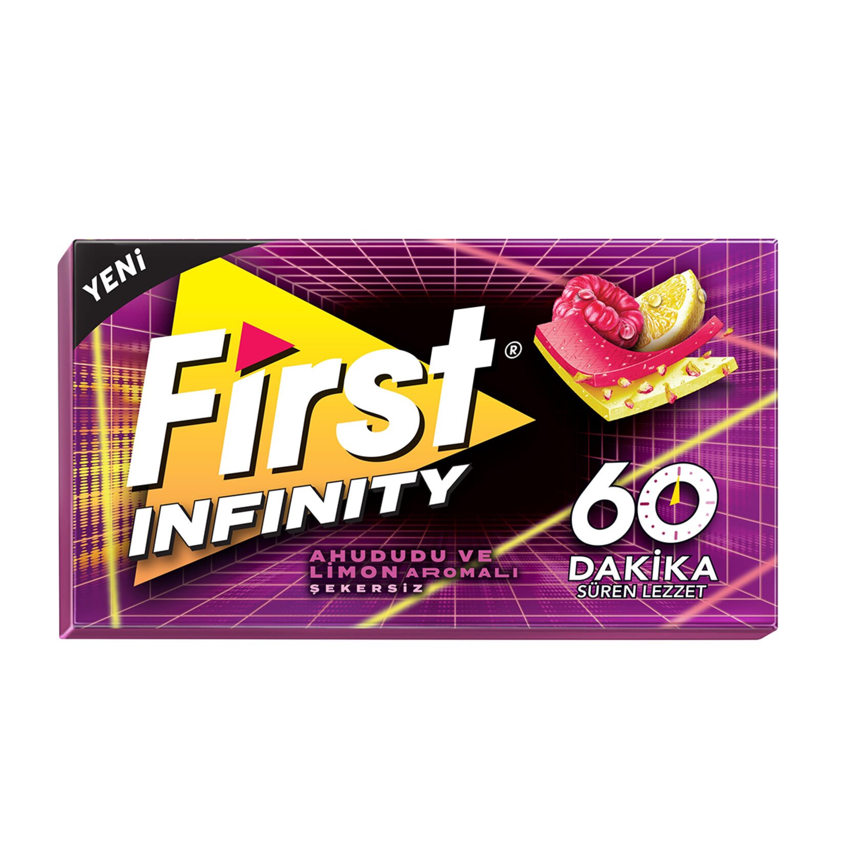 First 60 Dk Infinity Ahududu & Limon Aromalı Şekersiz Sakız 27 Gr