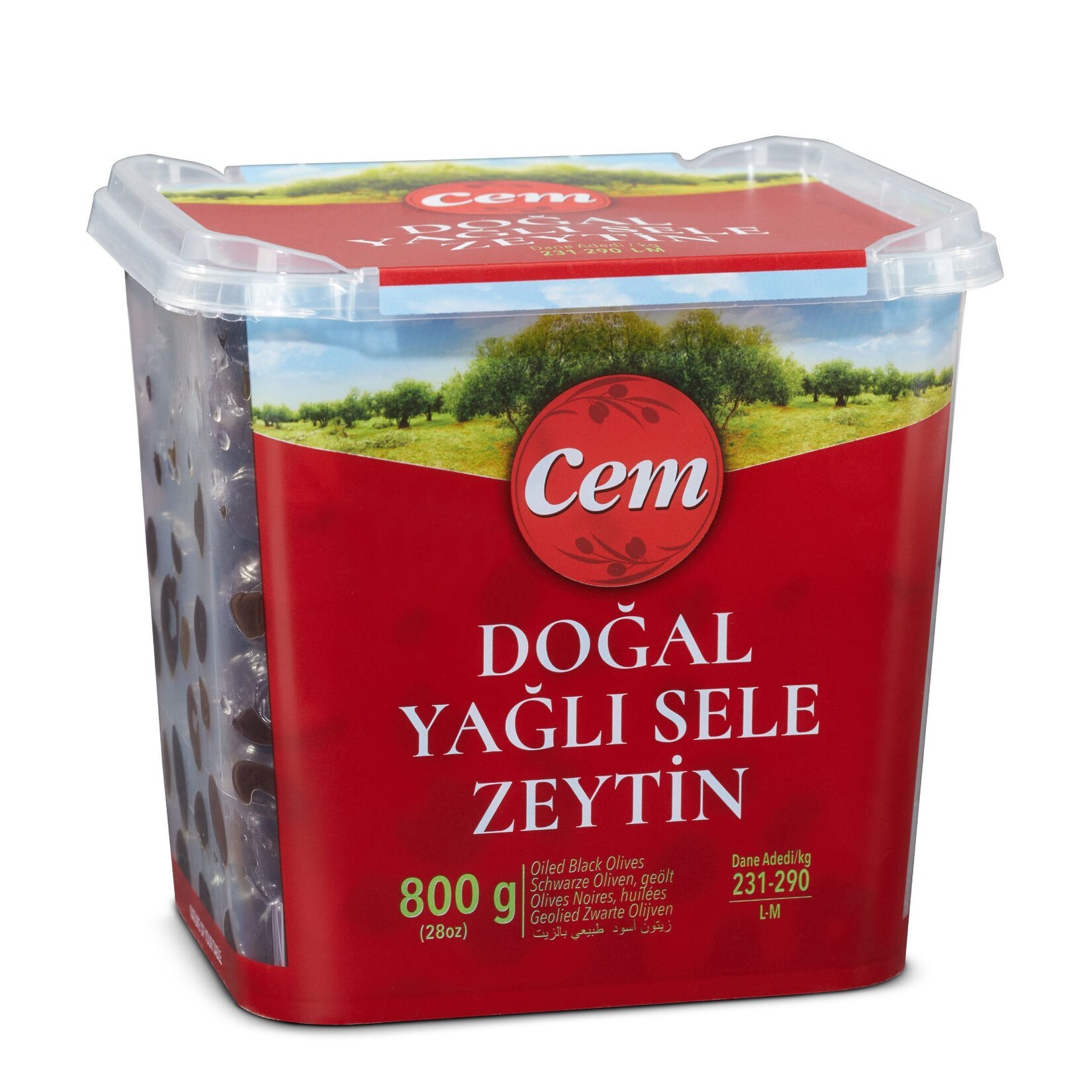 Cem Doğal Yağlı Siyah Sele Zeytin 231-290 800 G